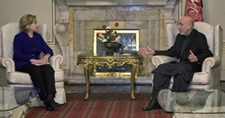 Hillary in Afghanistan for Karzai inauguration